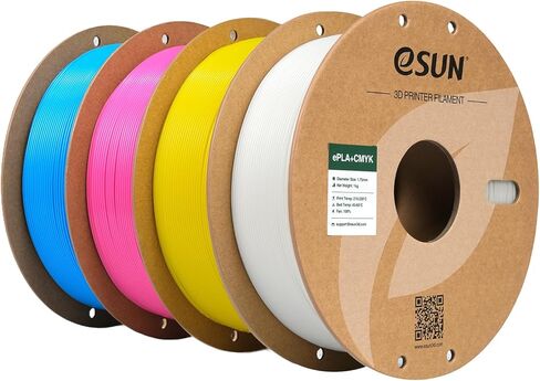 eSUN CMYK PLA+ Filament Bundle 1.75mm, 3D Printer Filament PLA Plus, Dimensional Accuracy +/- 0.03mm, 1KG per Spool, 4 Spools CMYK Color Cameo 3D Printing Filament in Saudi Arabia