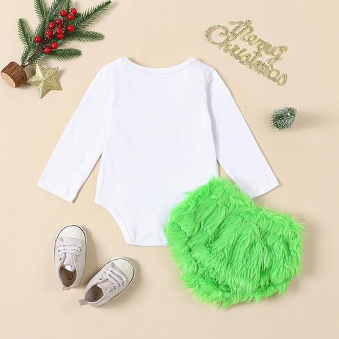 Toddler Baby Boy Girl Christmas Outfit Long Sleeve Romper Onesie Green Monster Cosplay Xmas Clothes (Short Green, 12-18 Months) in Kuwait
