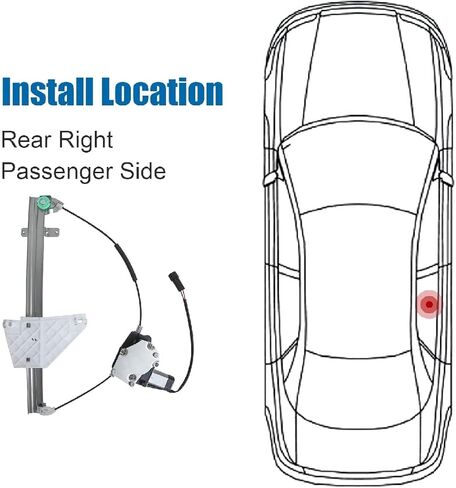741-375 منظم نوافذ الطاقة لجانب الراكب الخلفي مع مجموعة محرك متوافق مع 2001-2004 جيب جراند شيروكي، OE 11A128، 11R102، 2552-6328R، 82-435BR، 82435BR، ARBJ491704، REPJ491701، SK741375 in Kuwait