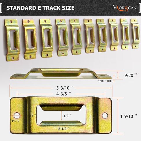 10 Pack E-Track Single Slots Extra Tie Down Anchor Points Portable E Track Rail System Accessories for Ratchet, Cam Straps, Pickups, Vans, Trucks, Trailers - Screws and Washers Included in Saudi Arabia