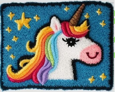 مجموعة خطافات مزلاج من كلوبيفي للبالغين، مجموعة سجادة خطاف مزلاج بنمط وحيد القرن، مجموعات صنع سجادة رجل الثلج، مناسبة للمبتدئين والبالغين والأطفال in Kuwait