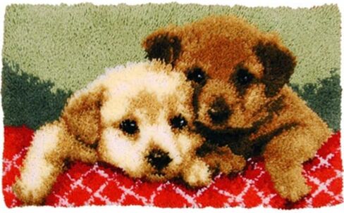 Little Puppy Dog Latch Hook Rug Kits Latch Hook kit Tapestry Crochet Yarn Kits Rug Making Kits with Printed Canvas Carpet Craft Kits for Beginners DIY Latch Hook Cushion Kit Mat 52x38cm in Saudi Arabia