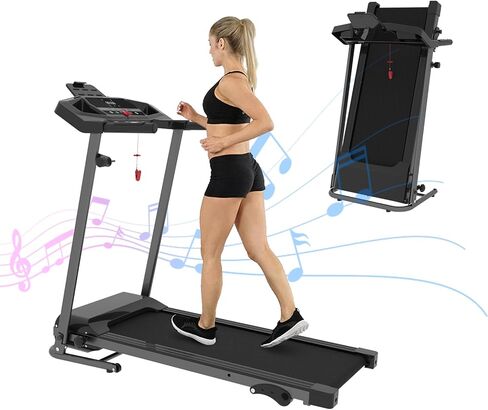 جهاز مشي كهربائي بمحرك بقوة 2.5 حصان للمنزل - جهاز جري قابل للطي مع انحدار يدوي ثلاثي المستويات، و12 برنامجًا محددًا مسبقًا، وحامل هاتف، مثالي للياقة البدنية في الأماكن المغلقة وتمارين القلب in Kuwait