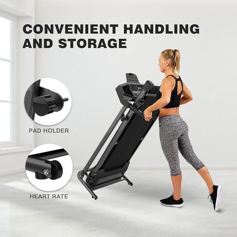 جهاز مشي كهربائي بمحرك بقوة 2.5 حصان للمنزل - جهاز جري قابل للطي مع انحدار يدوي ثلاثي المستويات، و12 برنامجًا محددًا مسبقًا، وحامل هاتف، مثالي للياقة البدنية في الأماكن المغلقة وتمارين القلب in Kuwait