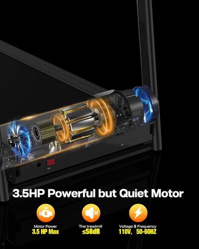 جهاز سير كهربائي قابل للطي بقدرة 3.5 حصان مع ميل يدوي - جهاز جري صغير الحجم للمنزل مزود بشاشة LED و12 برنامجًا للتمرين والتحكم في السرعة والنبض، مثالي للياقة البدنية في صالة الألعاب الرياضية المنزلية in Kuwait