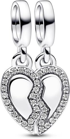 PANDORA Friends Splittable Heart Dangle Charm - Compatible with PANDORA ME & Moments Jewelry - Stunning Jewelry for Women - Sterling Silver with Cubic Zirconia - With Gift Box in Saudi Arabia