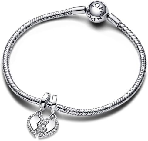 PANDORA Friends Splittable Heart Dangle Charm - Compatible with PANDORA ME & Moments Jewelry - Stunning Jewelry for Women - Sterling Silver with Cubic Zirconia - With Gift Box in Saudi Arabia