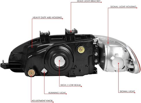 DNA Motoring HL-OH-HC922D-BK-CL1 Black Housing Factory Style Headlights Replacement For 92-95 Civic 2Dr 3Dr in Kuwait