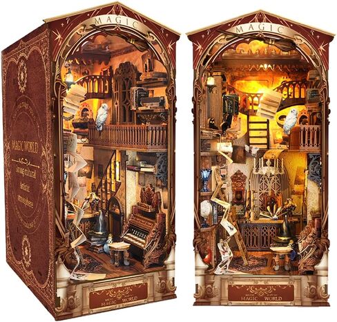 مجموعة أدوات كتاب DIY، كتاب DIY Dollhouse Booknook، كتاب سحري ثلاثي الأبعاد لغز خشبي، مجموعات مصغرة لكتاب Nook مع ضوء LED للبالغين (SQ014) in Kuwait