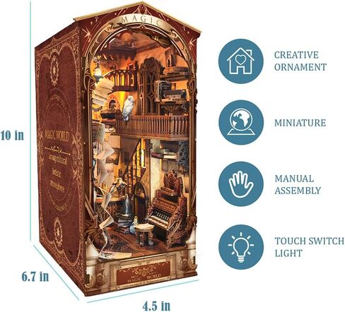 مجموعة أدوات كتاب DIY، كتاب DIY Dollhouse Booknook، كتاب سحري ثلاثي الأبعاد لغز خشبي، مجموعات مصغرة لكتاب Nook مع ضوء LED للبالغين (SQ014) in Kuwait