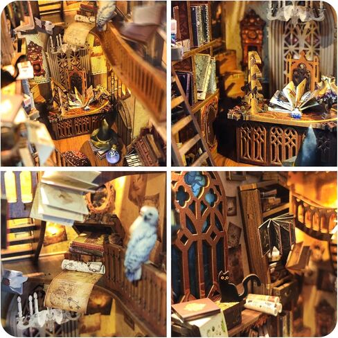 مجموعة أدوات كتاب DIY، كتاب DIY Dollhouse Booknook، كتاب سحري ثلاثي الأبعاد لغز خشبي، مجموعات مصغرة لكتاب Nook مع ضوء LED للبالغين (SQ014) in Kuwait