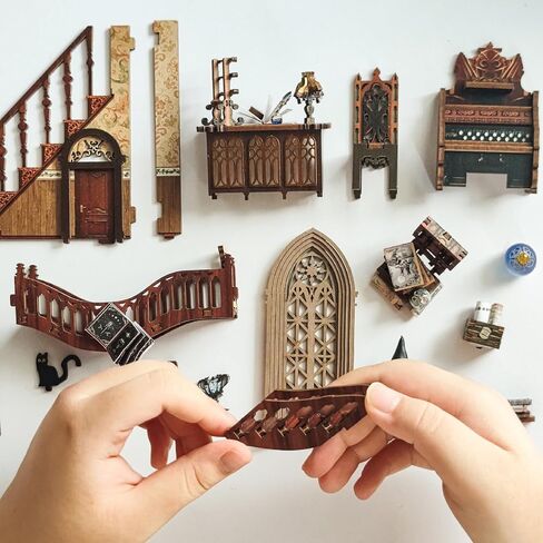 مجموعة أدوات كتاب DIY، كتاب DIY Dollhouse Booknook، كتاب سحري ثلاثي الأبعاد لغز خشبي، مجموعات مصغرة لكتاب Nook مع ضوء LED للبالغين (SQ014) in Kuwait