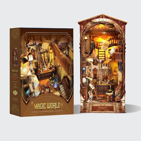 مجموعة أدوات كتاب DIY، كتاب DIY Dollhouse Booknook، كتاب سحري ثلاثي الأبعاد لغز خشبي، مجموعات مصغرة لكتاب Nook مع ضوء LED للبالغين (SQ014) in Kuwait