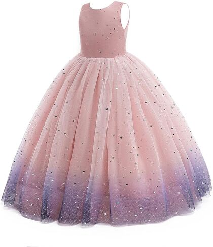 Flower Girls Tulle Dress Formal Ball Gown Dresses for Girls Wedding Bridesmaid Princess Pageant Fairy Dress in Kuwait