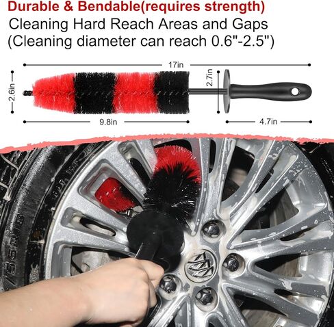 فرشاة حافة العجلة، فرشاة ناعمة طويلة لعجلة السيارة، فرشاة تفصيل إطار السيارة، فرشاة غسيل السيارة لحواف العجلات، أطراف عادم محرك السيارة، بدون خدوش in Kuwait