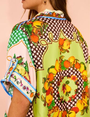 طقم بيجامة نسائي مكون من قطعتين بأكمام قصيرة وأزرار سفلية برباط وواسعة الساق وسراويل طويلة أطقم ملابس نوم in Kuwait