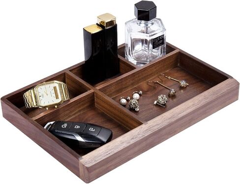 Black Walnut Multi-Functional Distressed Vintage Wooden Storage Box, Desk Organizer Tray,5 Division,Jewelry Storage in Saudi Arabia