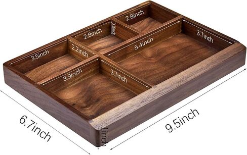 Black Walnut Multi-Functional Distressed Vintage Wooden Storage Box, Desk Organizer Tray,5 Division,Jewelry Storage in Saudi Arabia