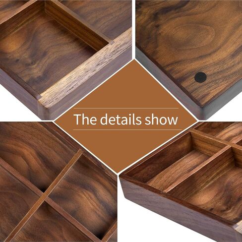 Black Walnut Multi-Functional Distressed Vintage Wooden Storage Box, Desk Organizer Tray,5 Division,Jewelry Storage in Saudi Arabia