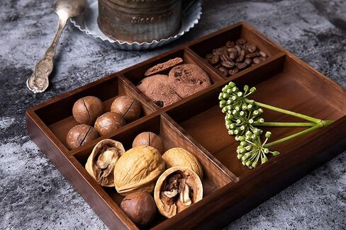 Black Walnut Multi-Functional Distressed Vintage Wooden Storage Box, Desk Organizer Tray,5 Division,Jewelry Storage in Saudi Arabia