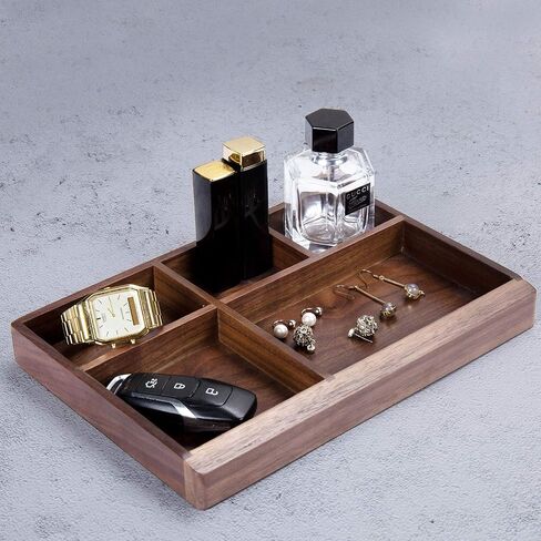 Black Walnut Multi-Functional Distressed Vintage Wooden Storage Box, Desk Organizer Tray,5 Division,Jewelry Storage in Saudi Arabia