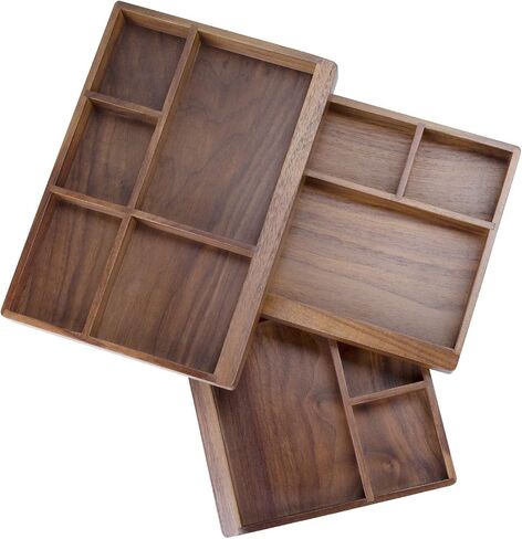 Black Walnut Multi-Functional Distressed Vintage Wooden Storage Box, Desk Organizer Tray,5 Division,Jewelry Storage in Saudi Arabia