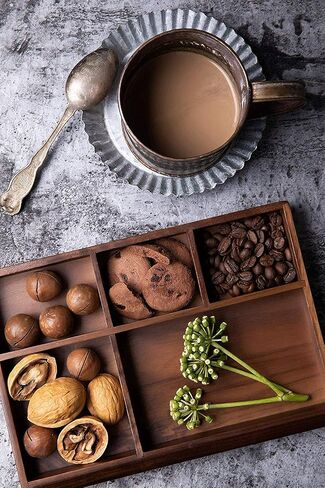 Black Walnut Multi-Functional Distressed Vintage Wooden Storage Box, Desk Organizer Tray,5 Division,Jewelry Storage in Saudi Arabia