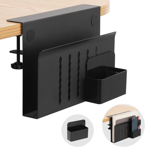 Desk Side Storage Holder Desk Organizer for Laptop Clamp-On Desk Shelf, Drilling Standing Desk Drawer, for Office Supplies & Studio Essentials (Black) in Saudi Arabia