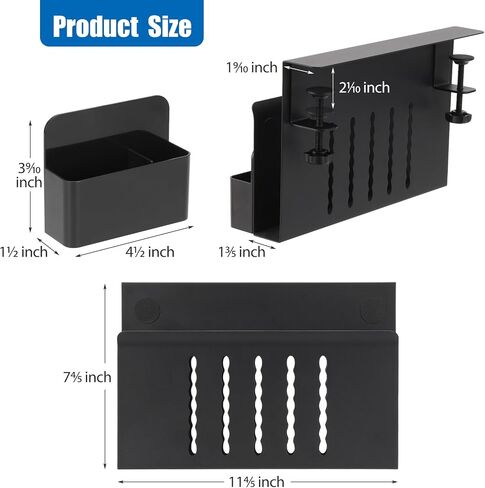 Desk Side Storage Holder Desk Organizer for Laptop Clamp-On Desk Shelf, Drilling Standing Desk Drawer, for Office Supplies & Studio Essentials (Black) in Saudi Arabia