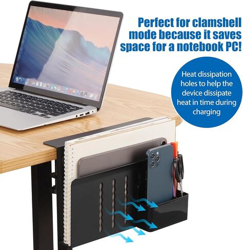 Desk Side Storage Holder Desk Organizer for Laptop Clamp-On Desk Shelf, Drilling Standing Desk Drawer, for Office Supplies & Studio Essentials (Black) in Saudi Arabia