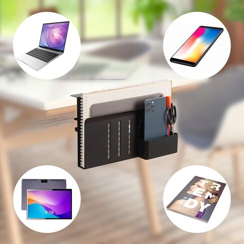 Desk Side Storage Holder Desk Organizer for Laptop Clamp-On Desk Shelf, Drilling Standing Desk Drawer, for Office Supplies & Studio Essentials (Black) in Saudi Arabia