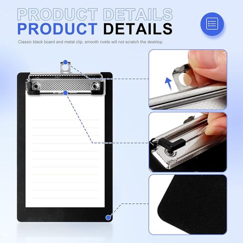 4 عبوات من ألواح الحافظة الصغيرة A6 حافظة صغيرة مقاس 4.7 × 7.28 بوصة حافظة بلاستيكية بحجم مذكرة للجيب سوداء مقاس A6 لوحات حافظة صغيرة الحجم ودفاتر ملاحظات صغيرة للمكاتب والمدارس والمطاعم in Kuwait