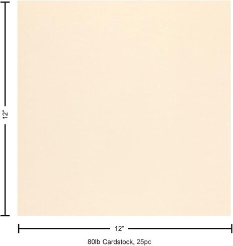 PA Paper Accents Smooth Cardstock 12" x 12" Cream, 80lb Colored cardstock Paper for Card Making, Scrapbooking, Printing, Quilling and Crafts, 25 Piece Pack in Saudi Arabia