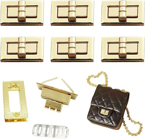6 قطع بمشبك قفل دوار، أقفال ملتوية، مشابك تثبيت معدنية مع غسالات، لحقيبة اليد اليدوية وحقائب اليد اليدوية وحقيبة اليد (ذهبي) in Kuwait