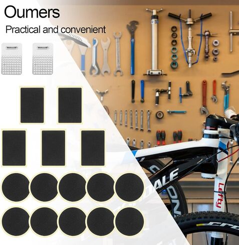 مجموعة أدوات إصلاح الثقوب للدراجات من Oumers، 15 قطعة من الرقع ذاتية اللصق بدون غراء، دائرية ومربعة لإصلاح الأنبوب الداخلي للدراجة مع عرموش، عصا بإحكام in Kuwait
