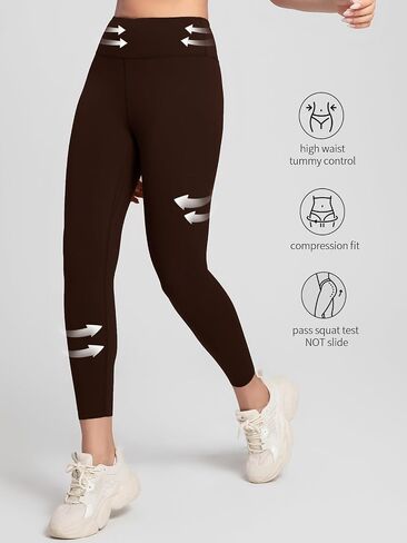 High Waist Yoga Leggings for Women Tummy Control Running Workout Pants(25 Inch Inseam) in Saudi Arabia