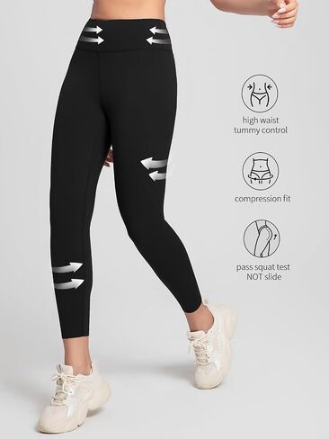 High Waist Yoga Leggings for Women Tummy Control Running Workout Pants(25 Inch Inseam) in Saudi Arabia
