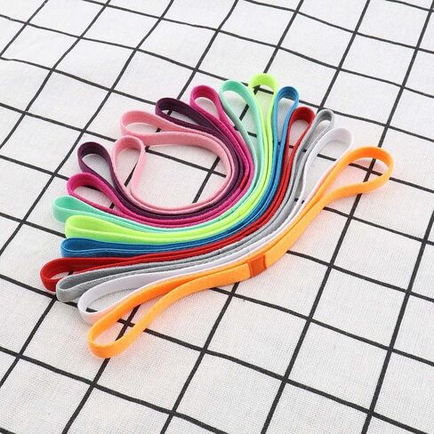 10Pcs Sports Headbands Sweat Bands for Men and Women Football Basketball Soccer Tennis Yoga Golf Non-Slip Elastic Multicolor Thin Strip Sports Accessories in Saudi Arabia