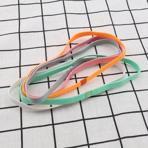 10Pcs Sports Headbands Sweat Bands for Men and Women Football Basketball Soccer Tennis Yoga Golf Non-Slip Elastic Multicolor Thin Strip Sports Accessories in Saudi Arabia