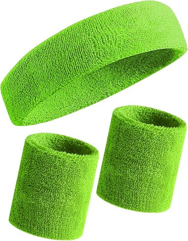 Tanluhu Sweatbands Sport Headbands/Wristbands for Working Out, Exercise, Tennis, Basketball, Running - Terry Cloth Athletic Sweat Cotton Headband Outdoor for Men & Women in Kuwait