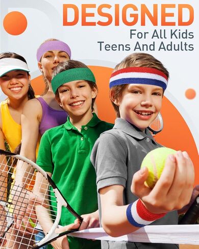 Tanluhu Sweatbands Sport Headbands/Wristbands for Working Out, Exercise, Tennis, Basketball, Running - Terry Cloth Athletic Sweat Cotton Headband Outdoor for Men & Women in Kuwait