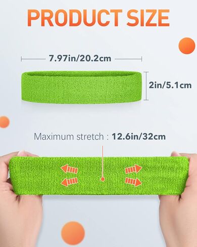 Tanluhu Sweatbands Sport Headbands/Wristbands for Working Out, Exercise, Tennis, Basketball, Running - Terry Cloth Athletic Sweat Cotton Headband Outdoor for Men & Women in Kuwait
