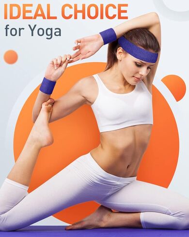 Tanluhu Sweatbands Sport Headbands/Wristbands for Working Out, Exercise, Tennis, Basketball, Running - Terry Cloth Athletic Sweat Cotton Headband Outdoor for Men & Women in Kuwait