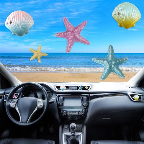 5PCS Sea Shells Car Air Vent Clips Starfish Air Conditioning Outlet Clip Seashells Car Air Freshener Clips Diffuser with Refill Pads Beach Theme Car Interior Decor Cute Car Accessories for Women in Kuwait