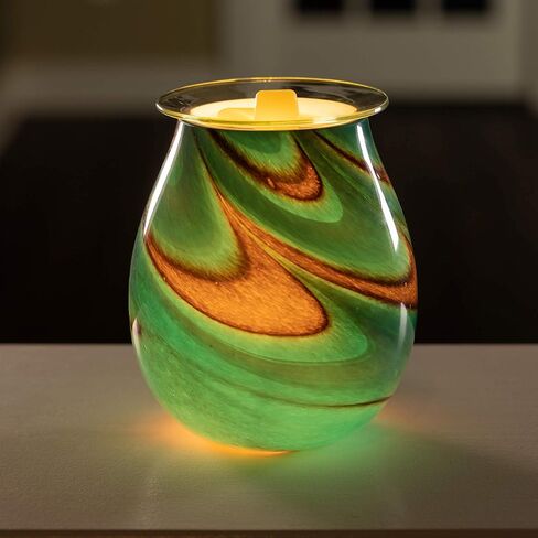 VP Home Wall Plug-in Wax Warmer for Scented Wax, Viridian Swirl Radiant Art Electric Home Fragrance Warmer for Essential Oils, Candle Wax Melts and Tarts, Glass Scent Warmer Night Light, Wax melters in Saudi Arabia