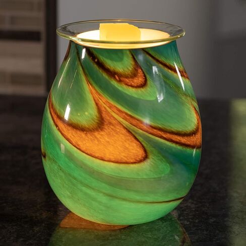 VP Home Wall Plug-in الشمع أكثر دفئا للشمع المعطر، Viridian Swirl Radiant Art الكهربائية المنزل العطر أكثر دفئا للزيوت الأساسية، الشمع يذوب الشمع والفطائر، رائحة الزجاج ضوء ليلي أكثر دفئا، ذوبان الشمع in Saudi Arabia
