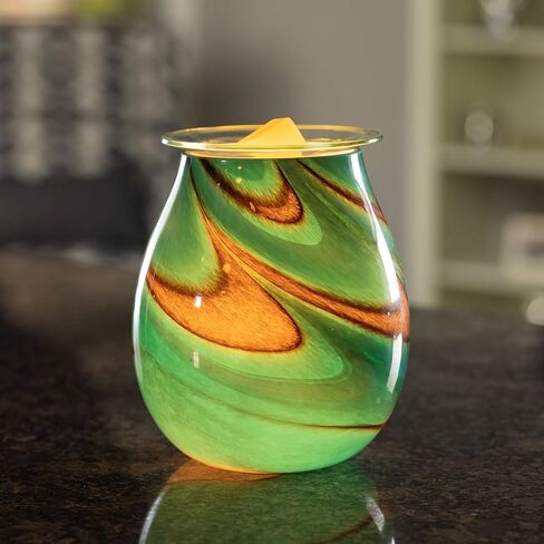 VP Home Wall Plug-in الشمع أكثر دفئا للشمع المعطر، Viridian Swirl Radiant Art الكهربائية المنزل العطر أكثر دفئا للزيوت الأساسية، الشمع يذوب الشمع والفطائر، رائحة الزجاج ضوء ليلي أكثر دفئا، ذوبان الشمع in Saudi Arabia