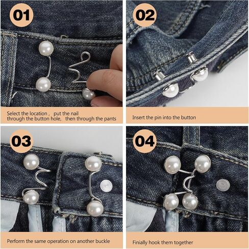 ZZXLLRO 51Pcs Pant Waist Tightener, Butterfly Jeans Buttons for Loose Jeans, Adjustable & Detachable Crystal Pants Clips for Waist, No Sew Button for Jeans to Make Smaller in Saudi Arabia