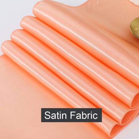 gankar 10 حزمة مفرش طاولة الساتان 12 × 108 بوصة طويلة، مفارش طاولة الشريط الخوخ لحفلات الزفاف عيد ميلاد مأدبة ديكورات مطعم الفندق (الخوخ، 10 قطع) in Kuwait