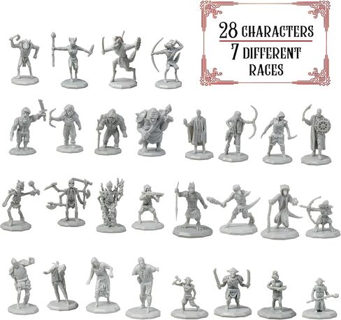 Monster Protectors- 28 Unpainted 1" Hex-Sized Fantasy Mini Figures for Your RPG Dungeon Campaigns in Saudi Arabia